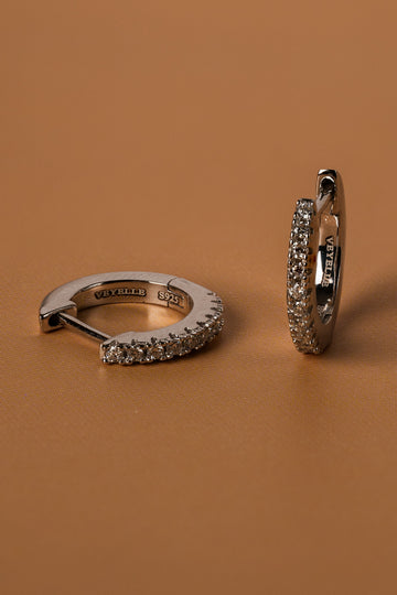 Veyelle Auris moissanite huggie earrings in white gold