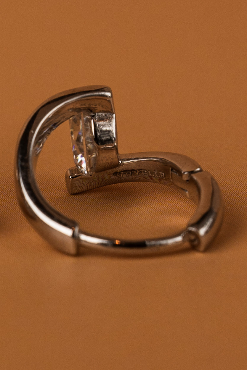 Veyelle Soirée moissanite halo earrings in white gold — back shot