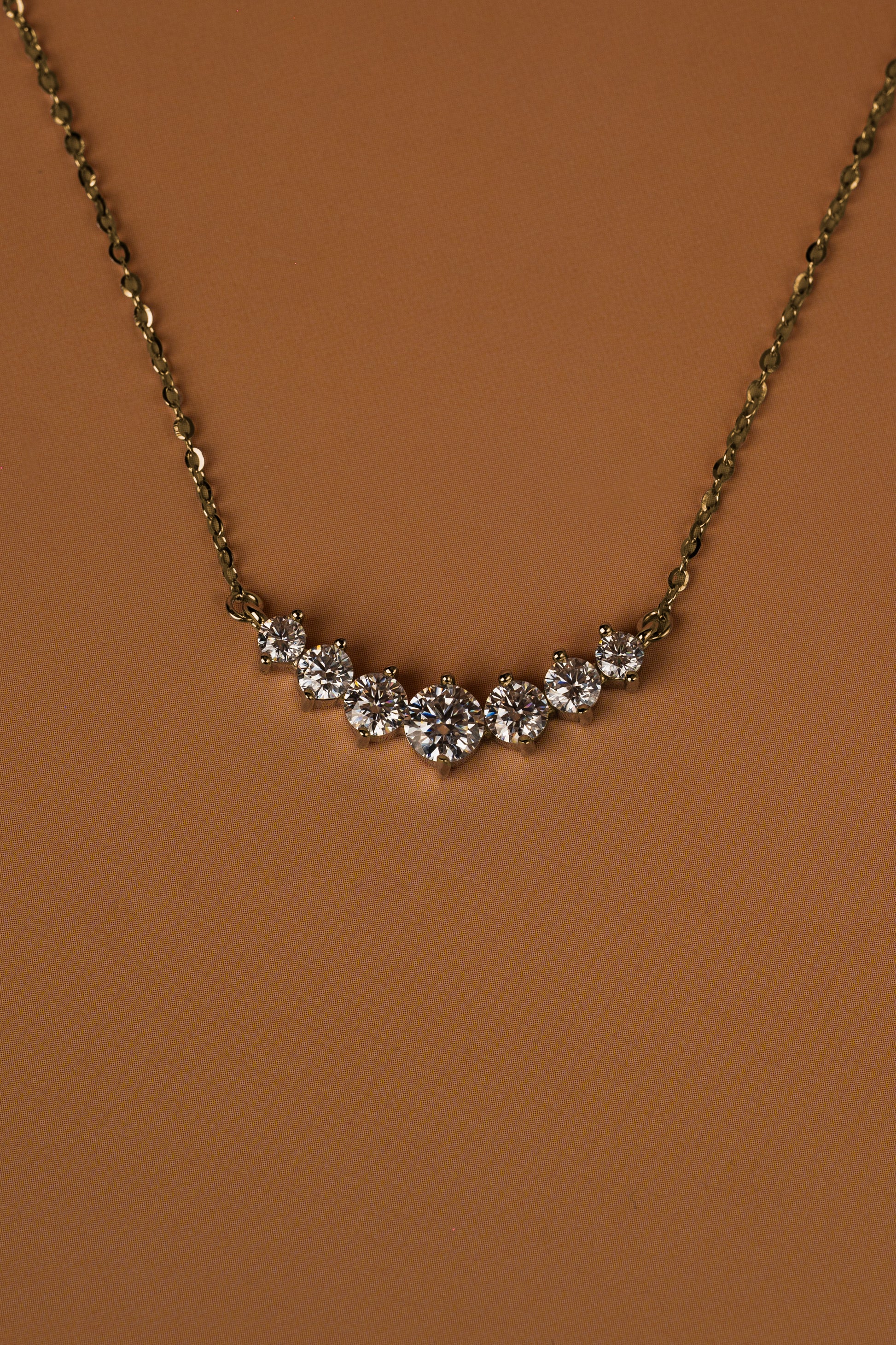 Veyelle Celestine moissanite graduated necklace in golden gold