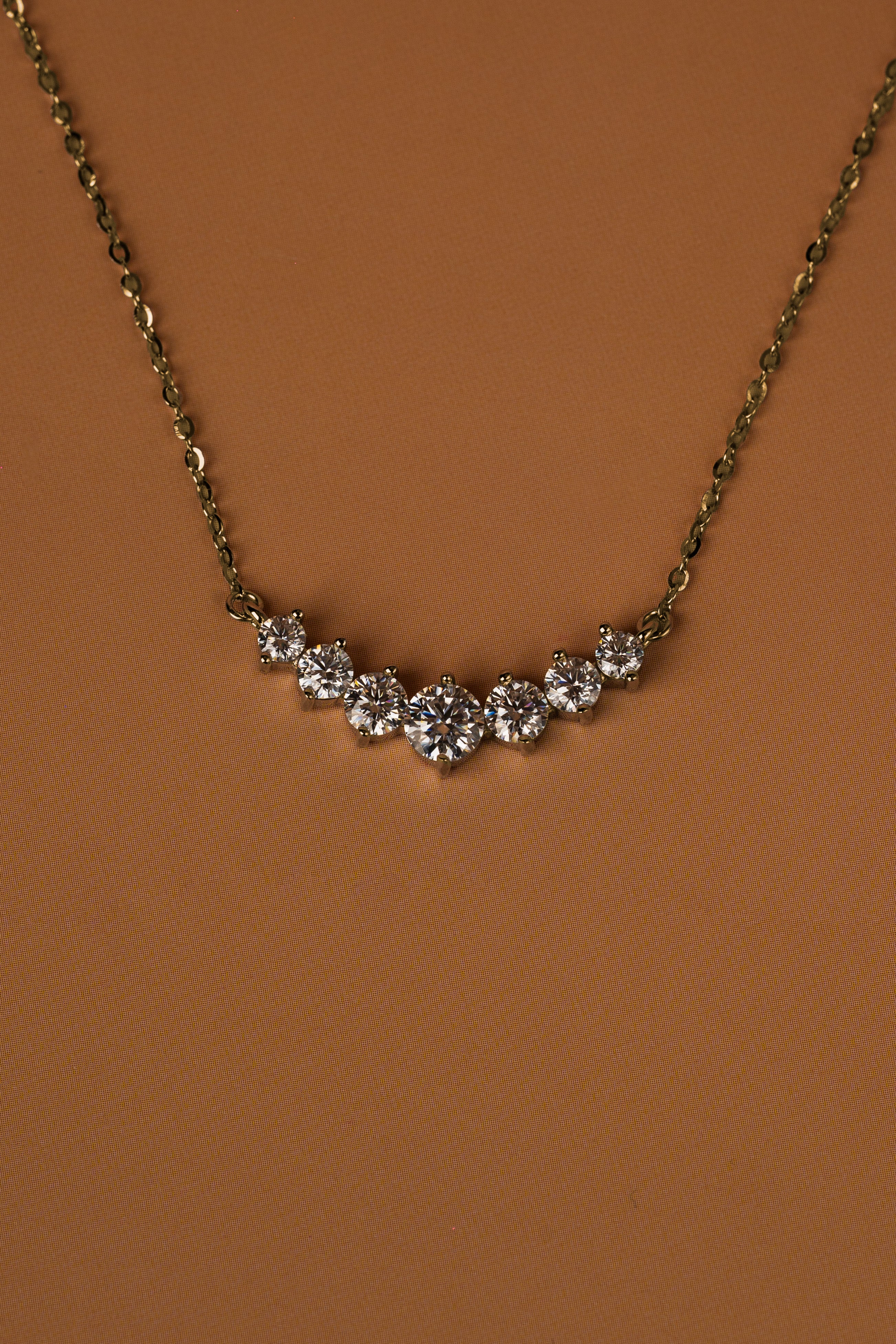 Veyelle Celestine moissanite graduated necklace in golden gold