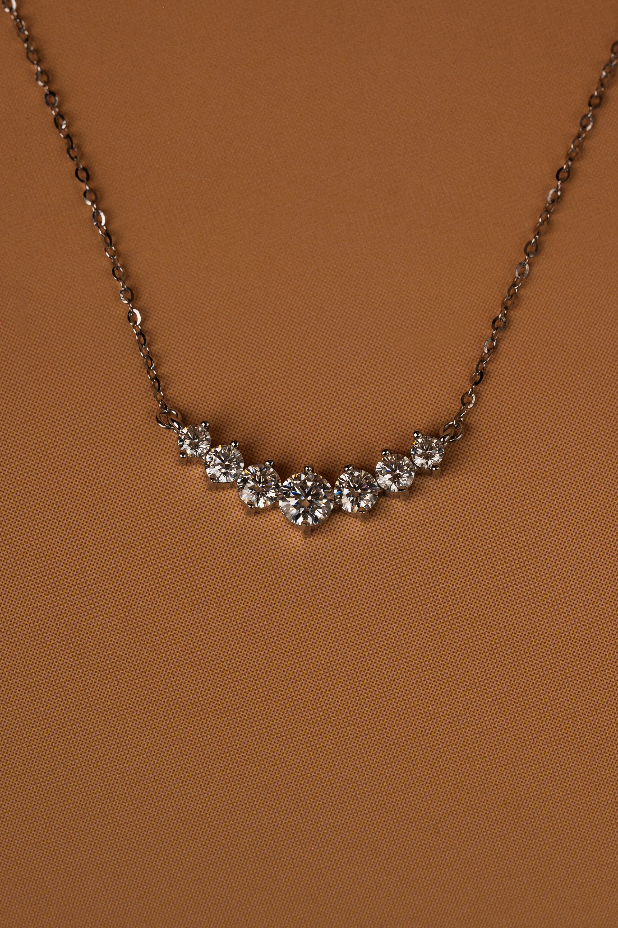 Veyelle Celestine moissanite graduated necklace in white gold