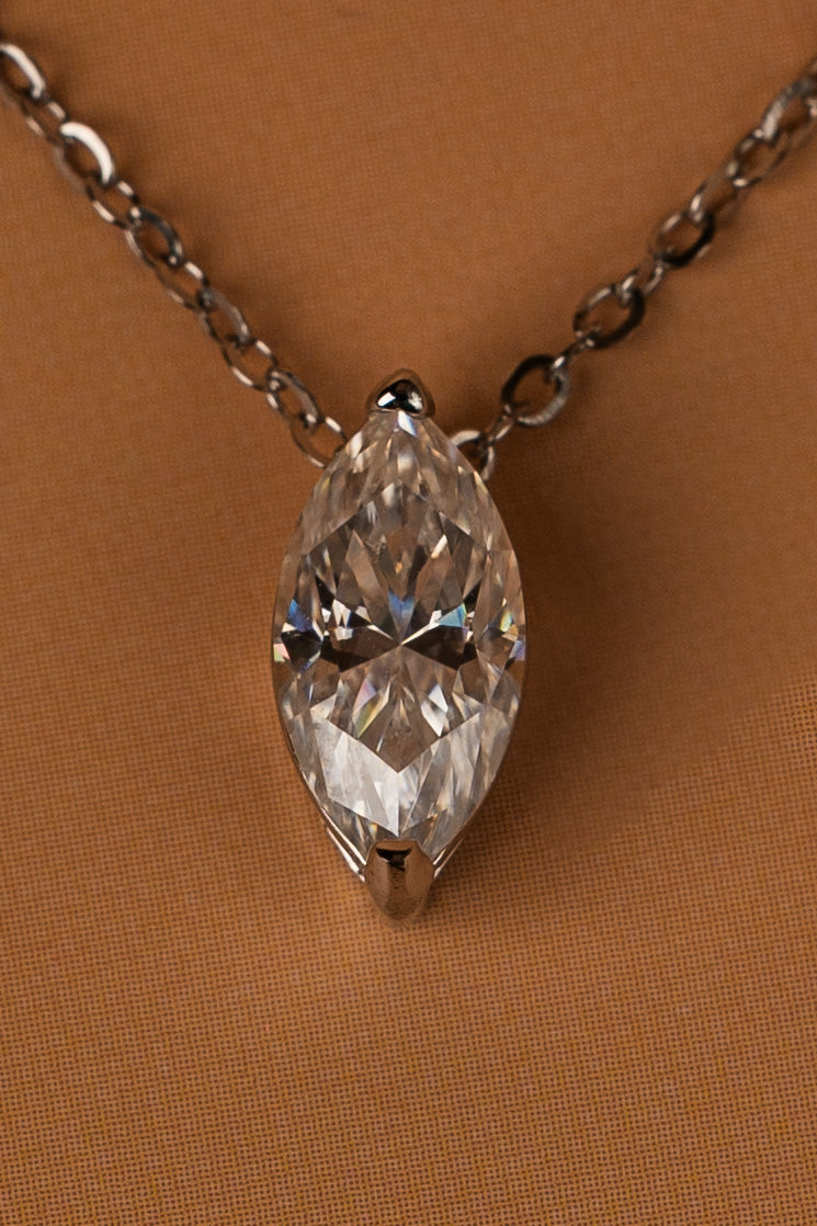 Veyelle Sylvie moissanite pendant necklace in white gold — close-up